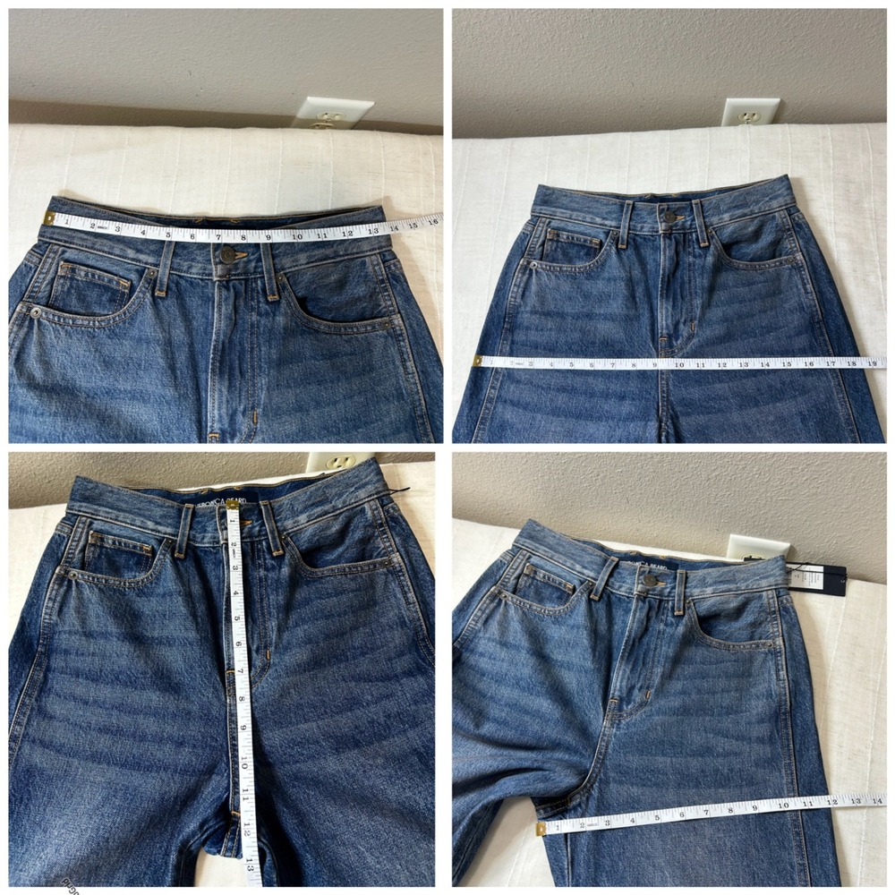 Veronica Beard Cotton Taylor High Rise Wide Leg Crop Jeans Blue Wash 25 - Picture 15 of 16